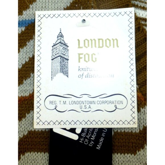 NWT VTG London Fog Mens XL Knit Sweater Brown Zigzag Pattern USA - Picture 4 of 13